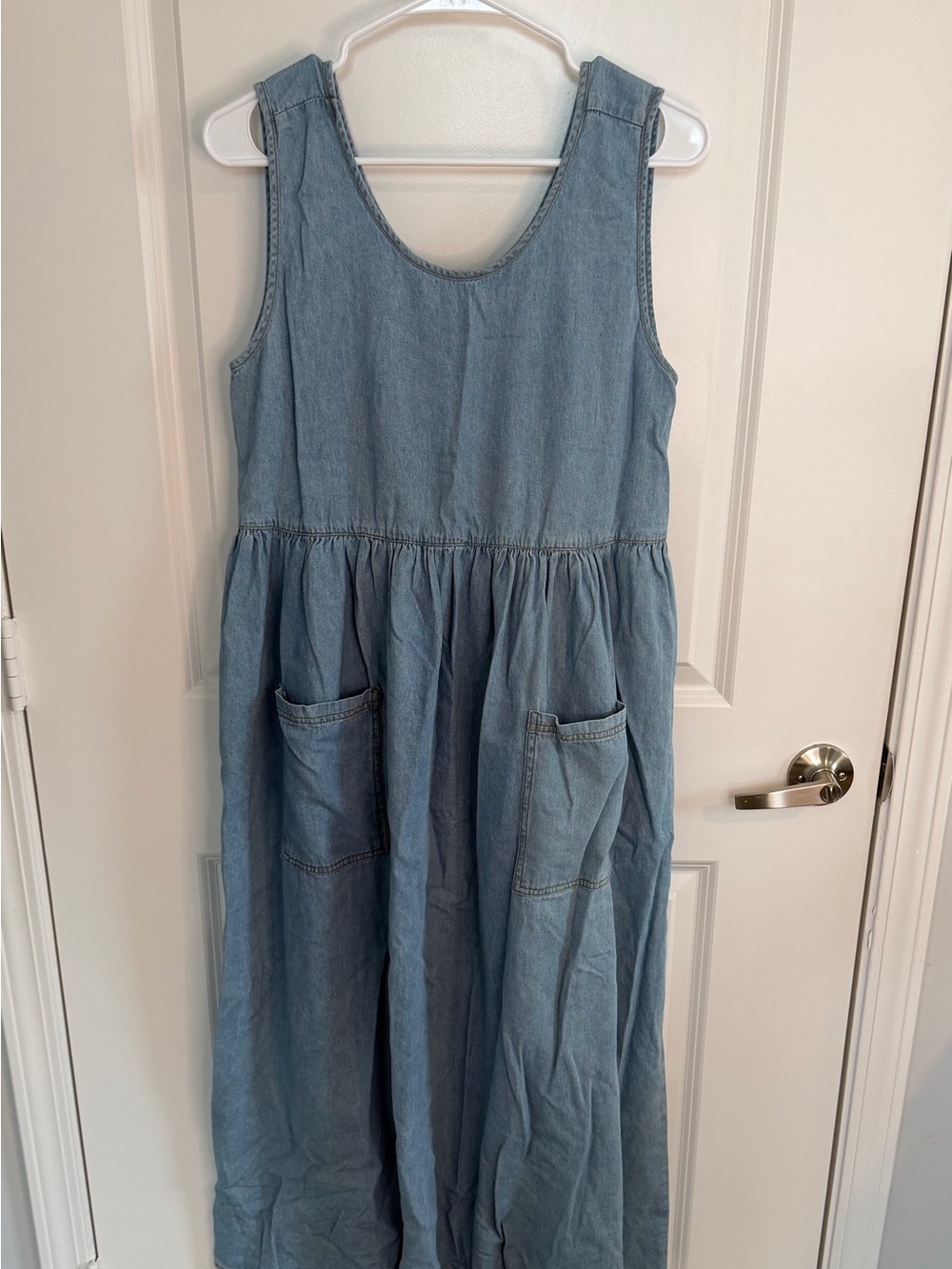 Vintage Bonnie Strauss Denim Chambray Midi Dress Vtg US Size 8 Fits Like Size 4